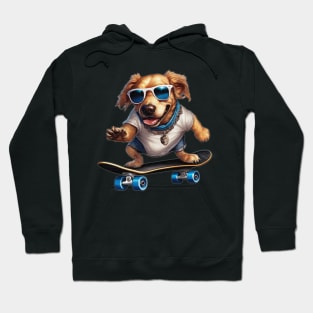 a dog riding a skateboard wearing sunglasses Hoodie